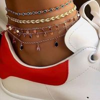 Fashion Hand-knitted Wire Rope Alloy Round Diamonds Drop 5 Sets Of Anklet Bracelet Nhgy152590 main image 2