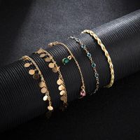 Fashion Hand-knitted Wire Rope Alloy Round Diamonds Drop 5 Sets Of Anklet Bracelet Nhgy152590 main image 5
