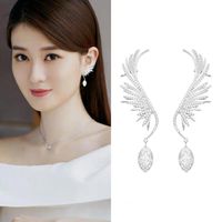 Womens Feather Micro-inlay Zircon Copper Earrings Nhbr152680 main image 1