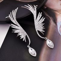 Womens Feather Micro-inlay Zircon Copper Earrings Nhbr152680 main image 5