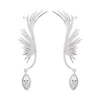 Womens Feather Micro-inlay Zircon Copper Earrings Nhbr152680 main image 6