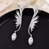 Womens Feather Micro-inlay Zircon Copper Earrings Nhbr152680 main image 4