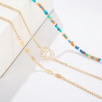 Fashion Color Rice Beads Hollow Multi-layered Anklet Bracelet Nhgy152698 main image 4