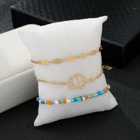 Fashion Color Rice Beads Hollow Multi-layered Anklet Bracelet Nhgy152698 main image 6