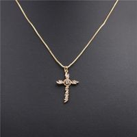 Fashion Personality Copper Plated Diamond Cross Necklace Nhyl152715 main image 7