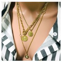 Fashion Embossed Love Multi-layer Alloy Necklace Nhct152725 main image 1