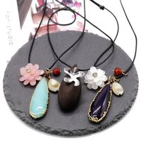 Vintage Cotton And Linen Stone Woven Flower Necklace Nhom152736 main image 5