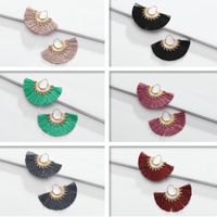 Fashion Cotton Thread Fringed Fan-shaped Multi-color Alloy Earrings Nhlu152755 main image 3