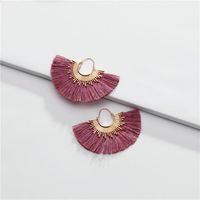 Fashion Cotton Thread Fringed Fan-shaped Multi-color Alloy Earrings Nhlu152755 main image 4