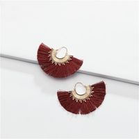 Fashion Cotton Thread Fringed Fan-shaped Multi-color Alloy Earrings Nhlu152755 main image 8