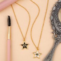 Fashion Five-pointed Star Copper Inlaid Zircon Drop Necklace Nhas152779 main image 5