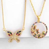 Cute Copper Inlaid Zircon Color Butterfly Necklace Nhas152780 main image 1