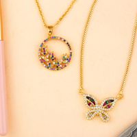 Cute Copper Inlaid Zircon Color Butterfly Necklace Nhas152780 main image 6
