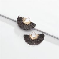 Fashion Cotton Thread Fringed Fan-shaped Multi-color Alloy Earrings Nhlu152755 sku image 6