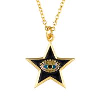 Fashion Five-pointed Star Copper Inlaid Zircon Drop Necklace Nhas152779 sku image 1