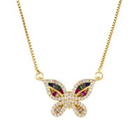Cute Copper Inlaid Zircon Color Butterfly Necklace Nhas152780 sku image 1