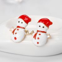 Weihnachts Schmuck   Heiß Verkaufte Weihnachts Schneemann Ohrringe Mode Legierung Tropf Öl Ohrringe Auf Lager main image 3