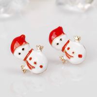 Weihnachts Schmuck   Heiß Verkaufte Weihnachts Schneemann Ohrringe Mode Legierung Tropf Öl Ohrringe Auf Lager main image 5
