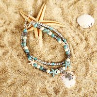 Fashion Double-layer Conch Rice Beads Anklet Bracelet Nhpf152878 main image 5