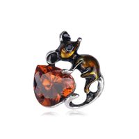 Fashion Personality Alloy Drop Oil Gem Mouse Brooch Nhdr152922 main image 6