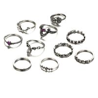 مجموعة  Sittong Purple Diamond Jewel Ring Ring Ring Ring Ting 10 قطع من مزيج مفصل التاج main image 3