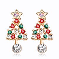 Fashion Alloy Artificial Gemstone Christmas Tree Earrings Nhdr152960 main image 2