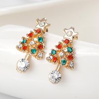 Fashion Alloy Artificial Gemstone Christmas Tree Earrings Nhdr152960 main image 4