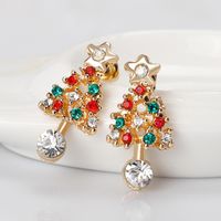 Fashion Alloy Artificial Gemstone Christmas Tree Earrings Nhdr152960 main image 6