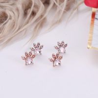 Pink Crystal Zircon Cat Paw Print Stud Earrings Nhdp153023 main image 4