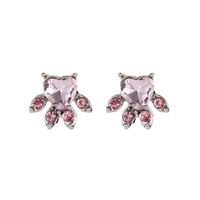 Pink Crystal Zircon Cat Paw Print Stud Earrings Nhdp153023 main image 6