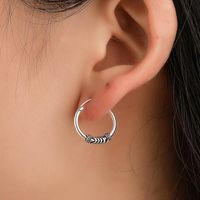Ancient Silver Vintage Beaded Hoop Earrings Nhdp153028 main image 1