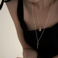 Golden Embossed Beads Cross Portrait Necklace Nhxr153058 main image 1