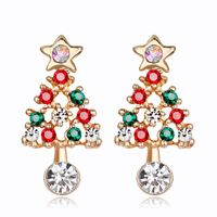 Fashion Alloy Artificial Gemstone Christmas Tree Earrings Nhdr152960 sku image 1
