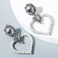 Womens Heart-shaped Pearl Alloy Earrings Nhln153435 main image 3