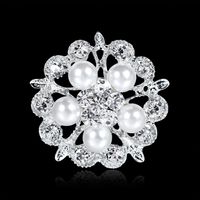 Coréenne Style Diamant Strass Broche Perle Fleur Corsage Mode Vêtements Unisexe Porter Accessoires Usine En Gros Personnalisé main image 4