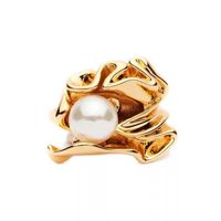 Vintage Metal Pleated Leaves With Pearl Ring Nhyq153516 main image 6