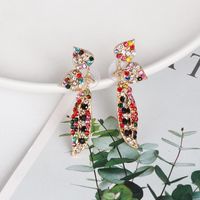 New Colored Rhinestone Leaf Earrings Nhjj153573 main image 3