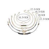 Corde À La Main Noir Perles Coeur Bracelet Européen Et Américain Style 8-mot Élément Noir Géométrique Carré Feuille 5-pièce Bracelet main image 6
