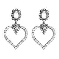 Womens Heart-shaped Pearl Alloy Earrings Nhln153435 sku image 2