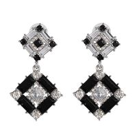 Simple Full Diamond Square Stud Earrings Nhjj153551 sku image 1