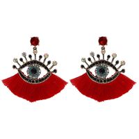 Fashion Alloy Diamond Devil's Eye Tassel Earrings Nhjq153555 sku image 1