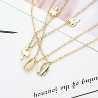 Natural Shell Coconut Tree Multi-layer Alloy Necklace Nhbq148882 main image 4