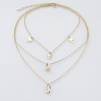 Natural Shell Coconut Tree Multi-layer Alloy Necklace Nhbq148882 main image 5