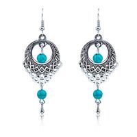 Fashion Vintage Ethnic Wind Hollow Turquoise Water Drops Tassel Earrings Nhdp148929 main image 1