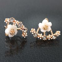 Flower Diamond Alloy Artificial Gemstones Earrings Ear Studs main image 3