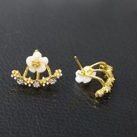 Flower Diamond Alloy Artificial Gemstones Earrings Ear Studs main image 4