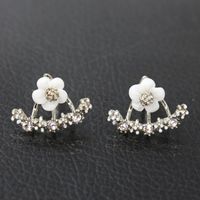 Flower Diamond Alloy Artificial Gemstones Earrings Ear Studs main image 5