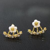 Flower Diamond Alloy Artificial Gemstones Earrings Ear Studs main image 7
