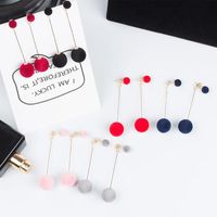 Sweet And Simple Size Plush Ball Long Tassel Earrings Nhdp149023 main image 3