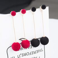 Sweet And Simple Size Plush Ball Long Tassel Earrings Nhdp149023 main image 4